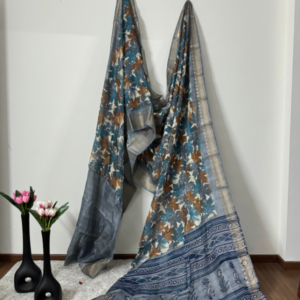 Linen Cotton with canadian leaf pattern